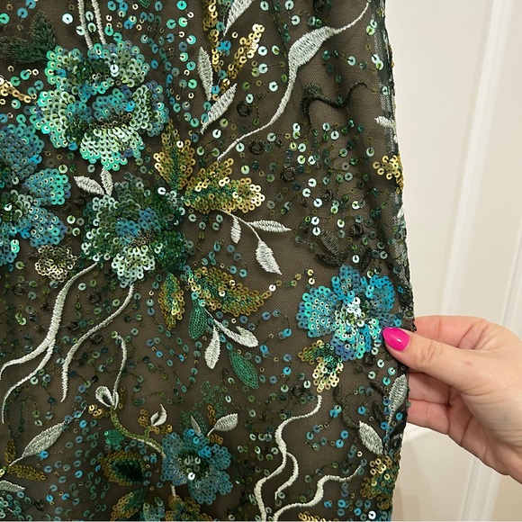 NWT Bronx and Banco Strapless Stretch Sequin Dahlia Maxi Dress Anthropologie - Picture 7 of 10